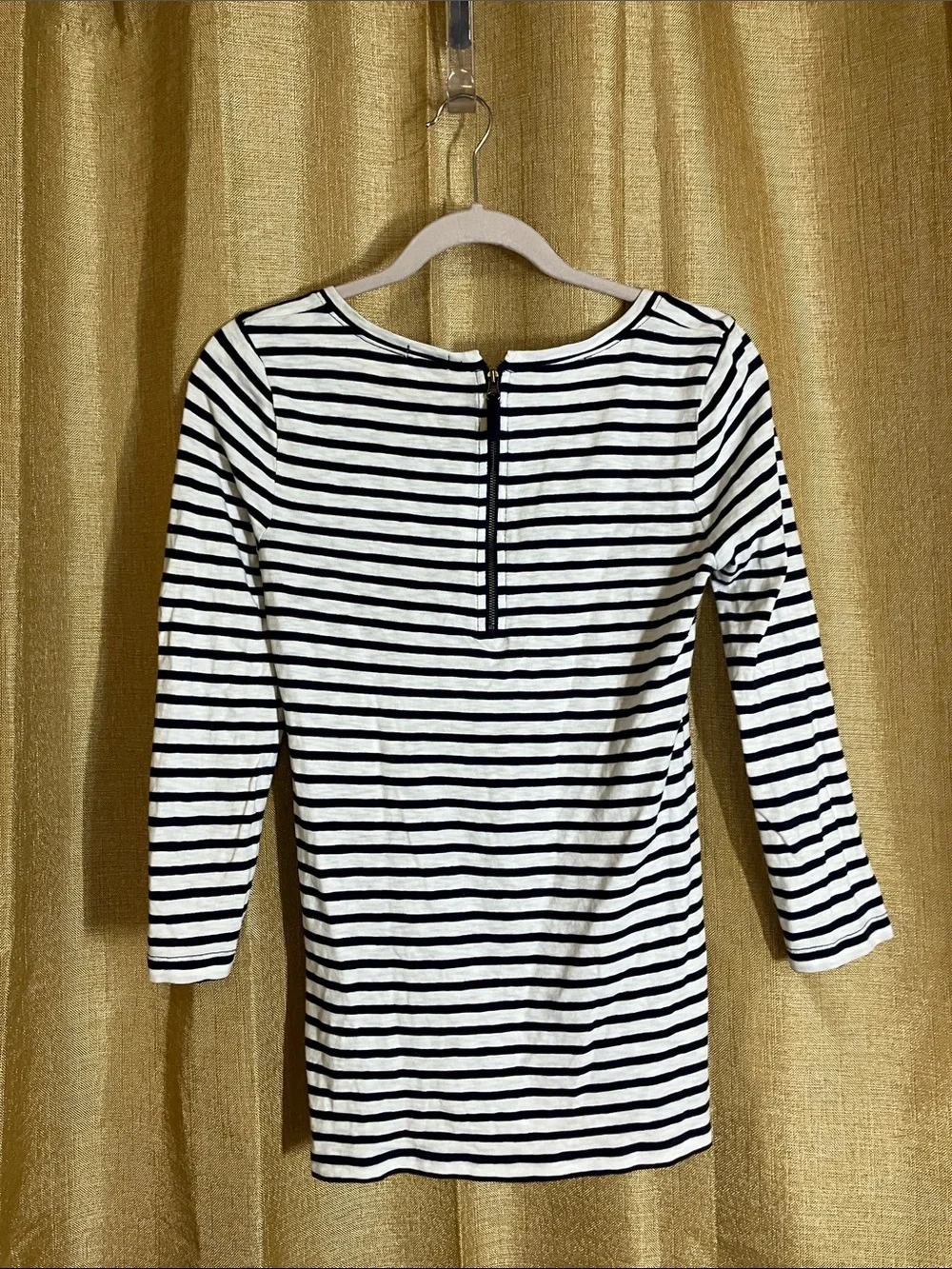 J. Crew Black and White Striped Long Sleeve Scoop Neck Tee